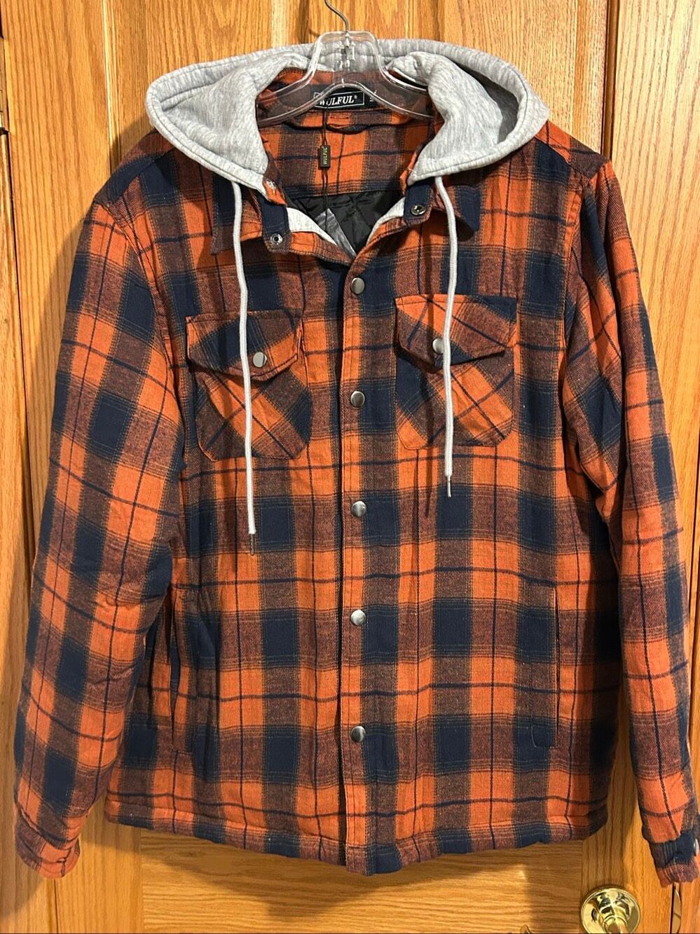 WULFUL Flannel Plaid Shirts Jacket Fleece Lined Winter Soft Warm Coat Men M Shac
